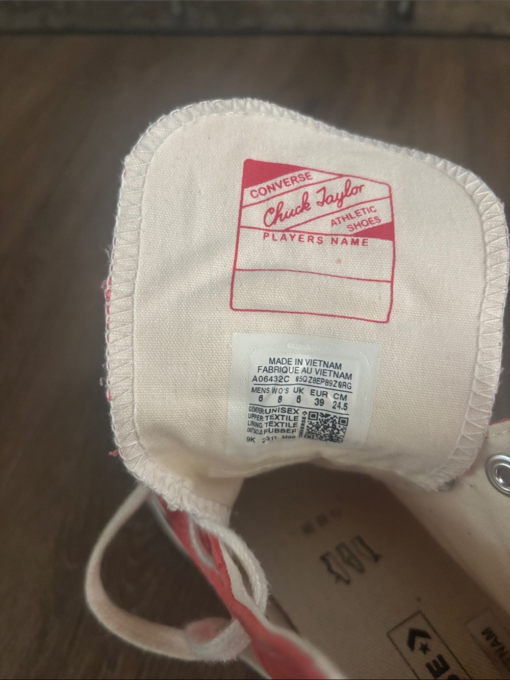 Converse High Top Sneakers - Coral Orange Canvas with White Accents - Picture 9 of 12